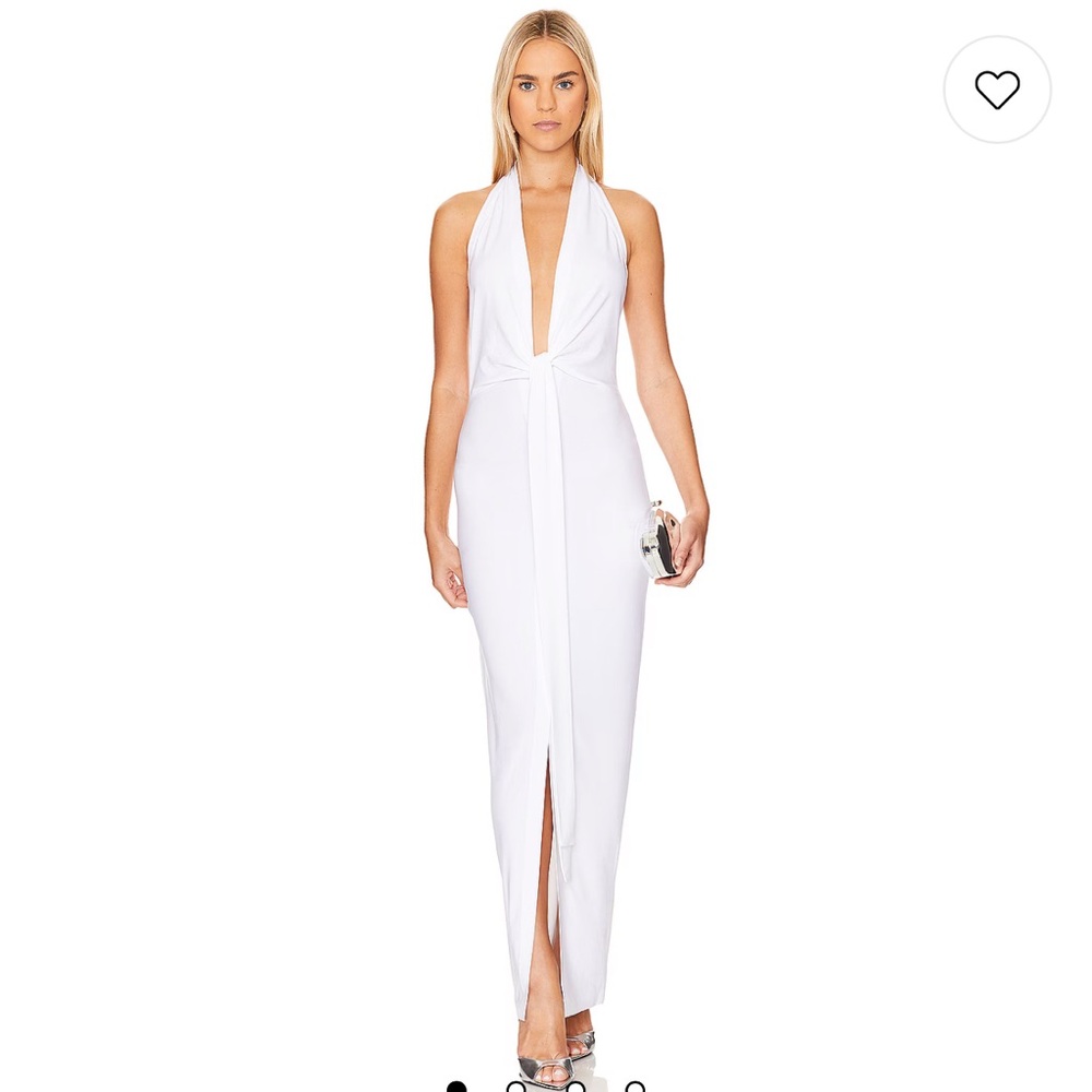 Revolve Norma Kamali | NWT Tie Front Halter Gown in Snow White Jersey Maxi S